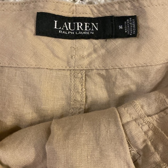 Ralph Lauren black label Tan Lino High Waist Shorts with Belt size 14 - Picture 2 of 4